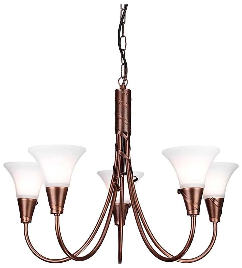 Elstead EM5-COPPER - Luster na reťazi EMILY 5xE14/40W/230V