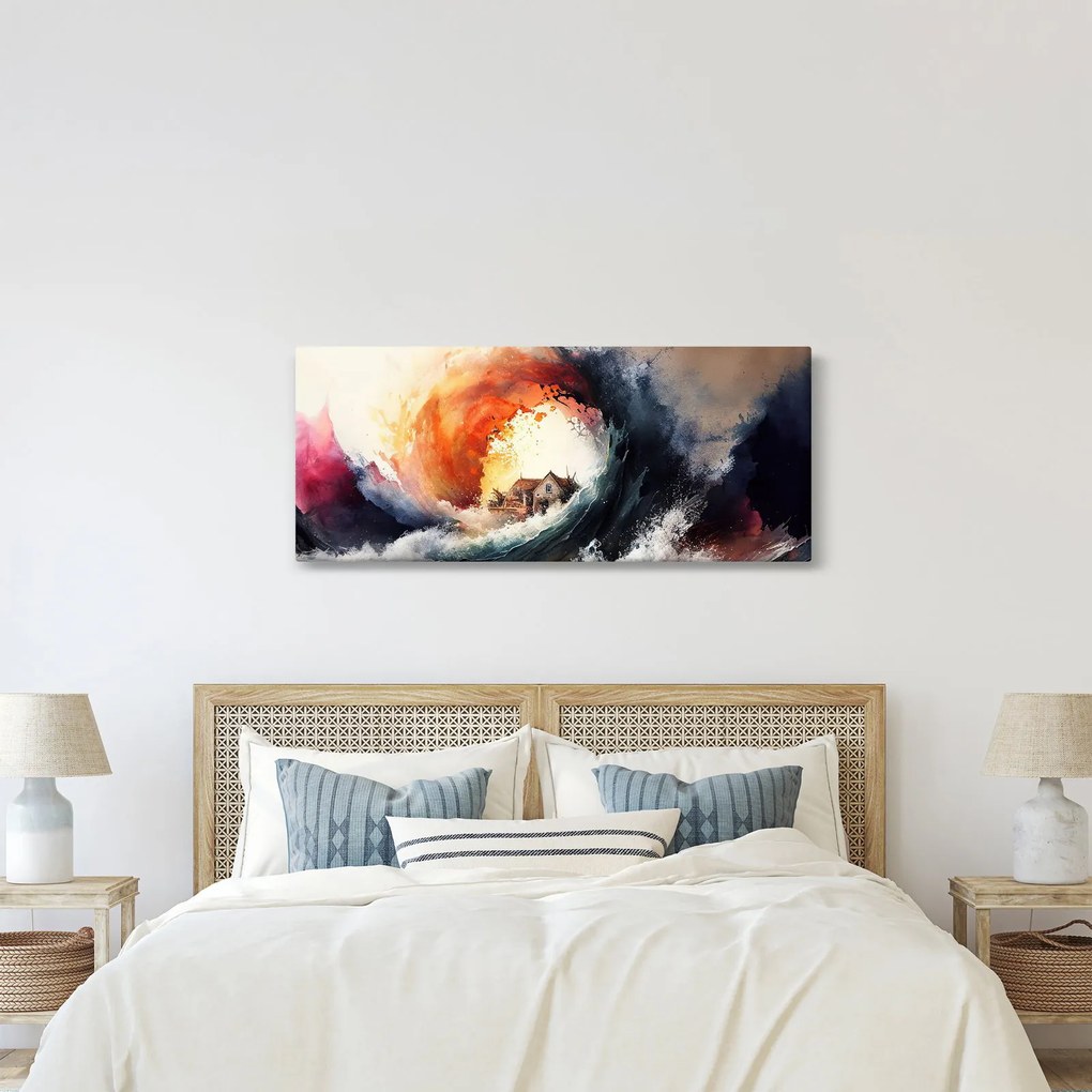 Obraz - Vo víre povodne, akvarel (120x50 cm)