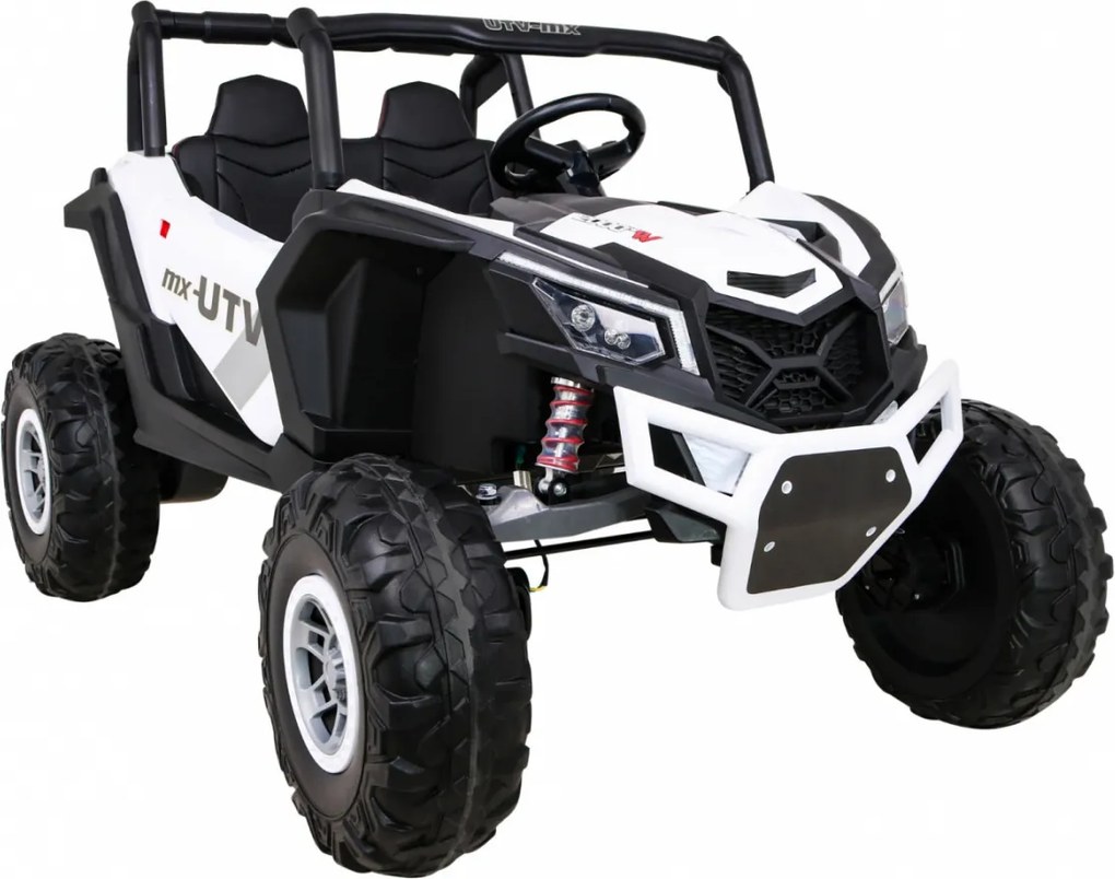 Ramiz Elektrická bugina UTV-MX pre deti biela + pohon 4x4 + diaľkové ovládanie + LED a audio + úložný priestor + EVA + pomalý štart