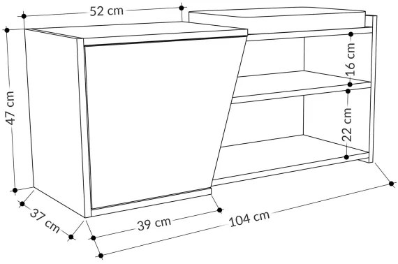 Skrinka na topánky FIONA 37x104 cm hnedá/antracit