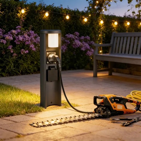 Brilagi - Vonkajšie svietidlo so 2 zásuvkami SCHUKO PILLAR 1xG9/11W/230V IP44 antracit