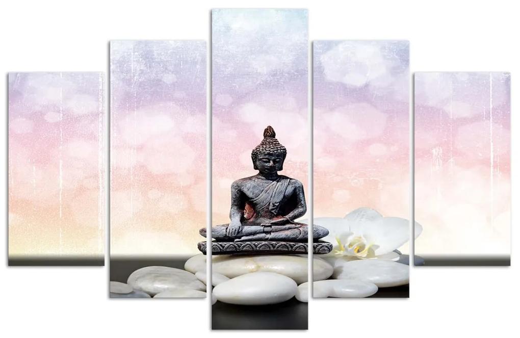 Obraz na plátně pětidílný Kameny zenového Buddhy - 200x100 cm