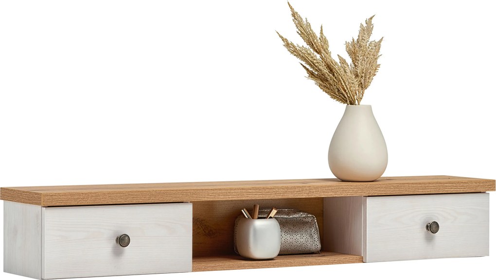 XXXLutz NADSTAVEC NA TOALETNÝ STOLÍK, biela, farba duba, dub San Remo, 120/18,5/20 cm Landscape - Toaletné stolíky - 001803069112