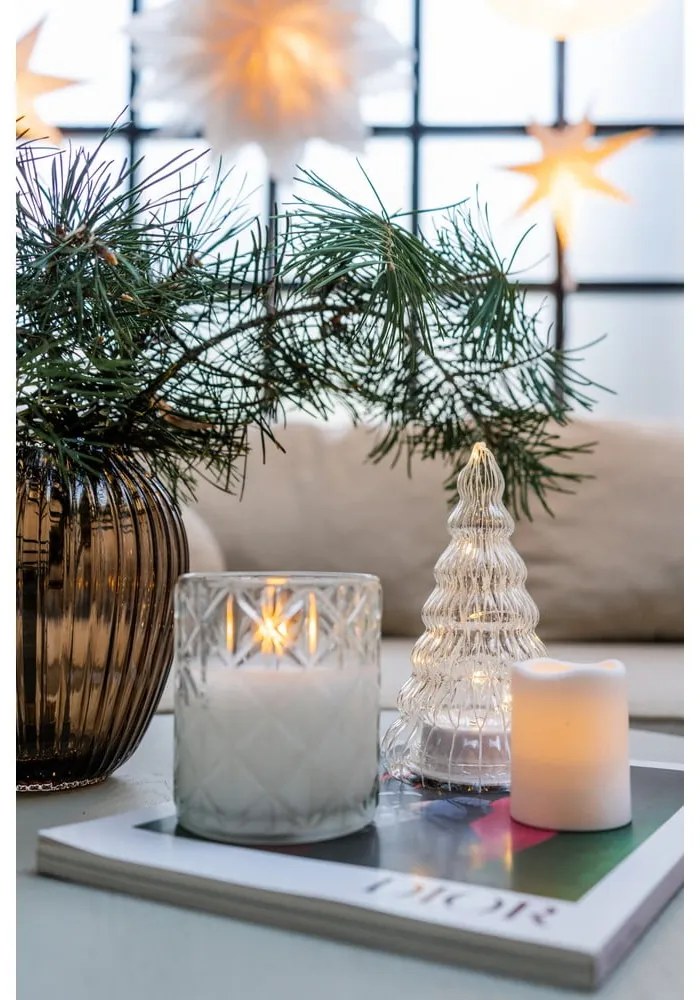 Biela LED vosková sviečka v skle Star Trading Flamme Romb, výška 10 cm