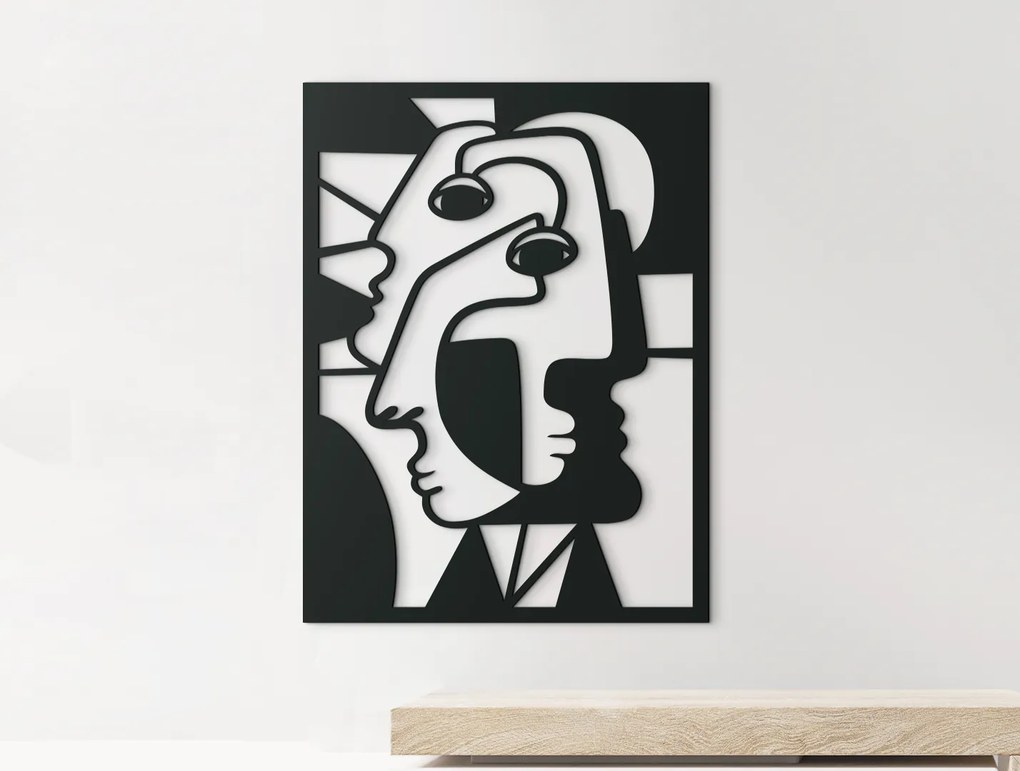 drevko Kubistický obraz na stenu Tváre Rozmer obrazu: 43,5 x 32,5 cm, Farba dekorácie: Čierna