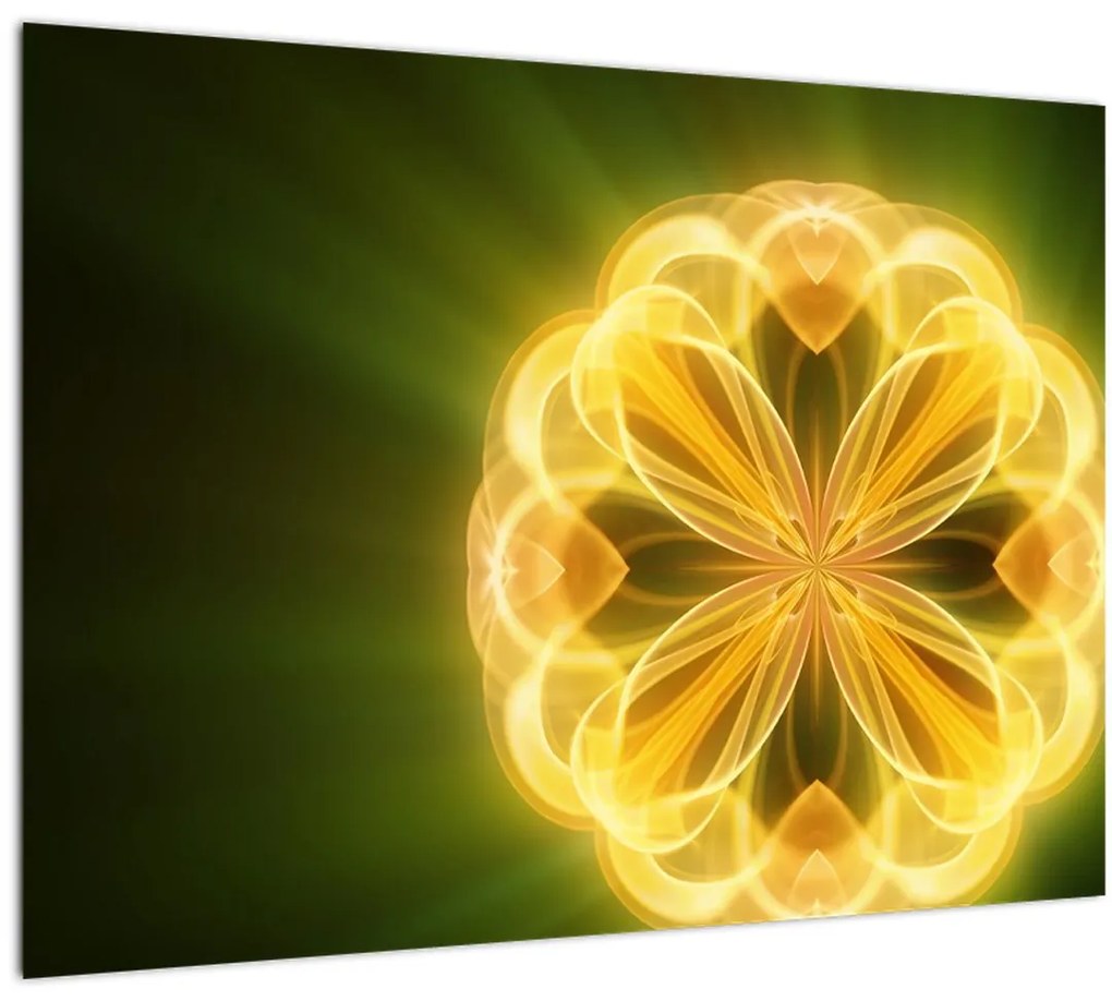 Sklenený obraz žltej kvetiny (70x50 cm)