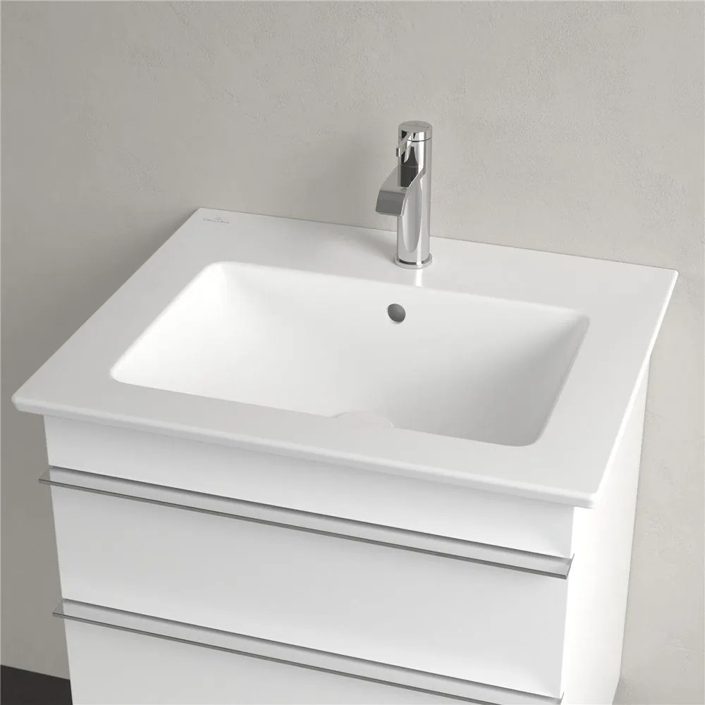 VILLEROY &amp; BOCH Venticello závesné umývadlo s otvorom, s prepadom, 600 x 500 mm, Stone White, s povrchom CeramicPlus, 412460RW