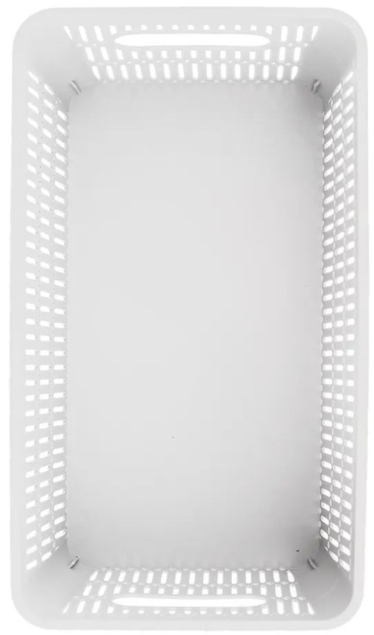 Orion M - Univerzálny košík NESTA, výsuvné klapky na stohovanie, biely 29 x 17 x 12 cm