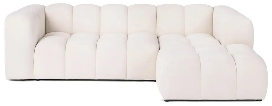 Krémová zamatová rohová pohovka (pravý roh/s leňoškou) Cube – Bonami Selection