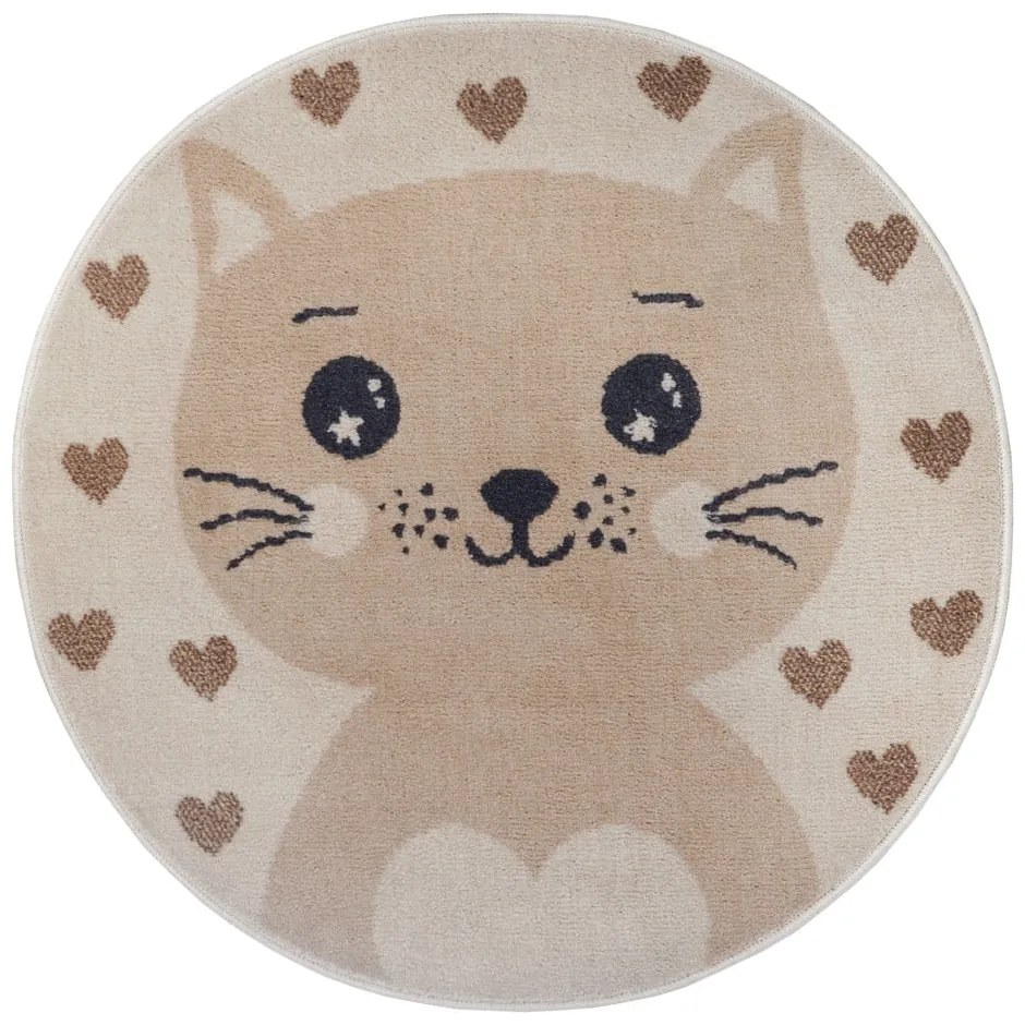 Béžový detský koberec ø 100 cm Cat – Hanse Home
