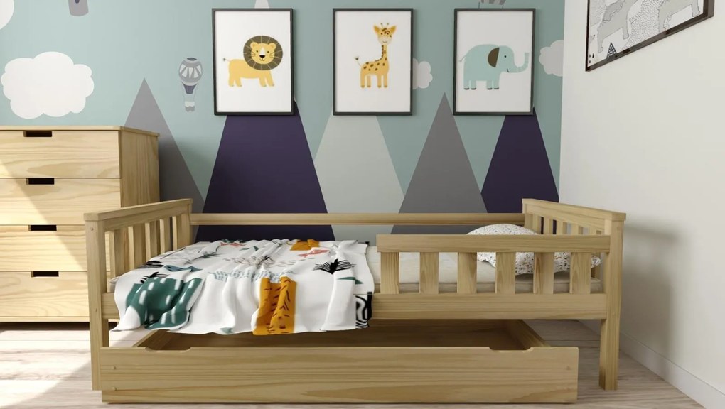 Detská posteľ z masívu borovice FRANK - 200x90 cm - prírodná