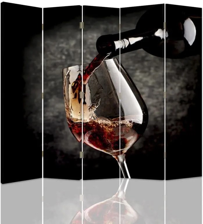 CARO Paraván - Red Wine | päťdielny | jednostranný 180x150 cm