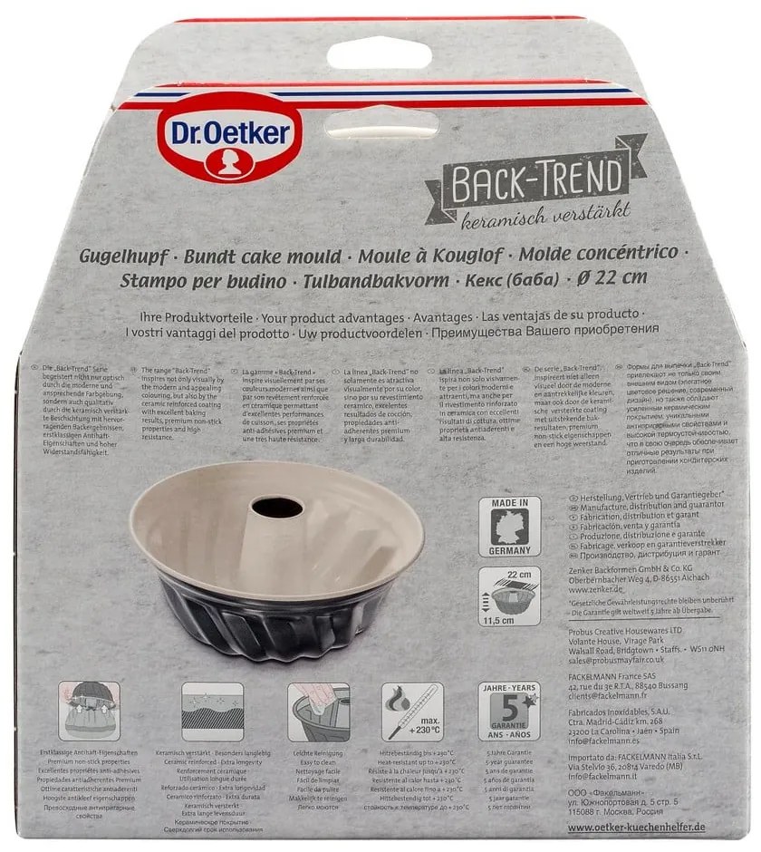 Oceľová forma na bábovku s keramickým povrchom Dr. Oetker, ø 22 cm