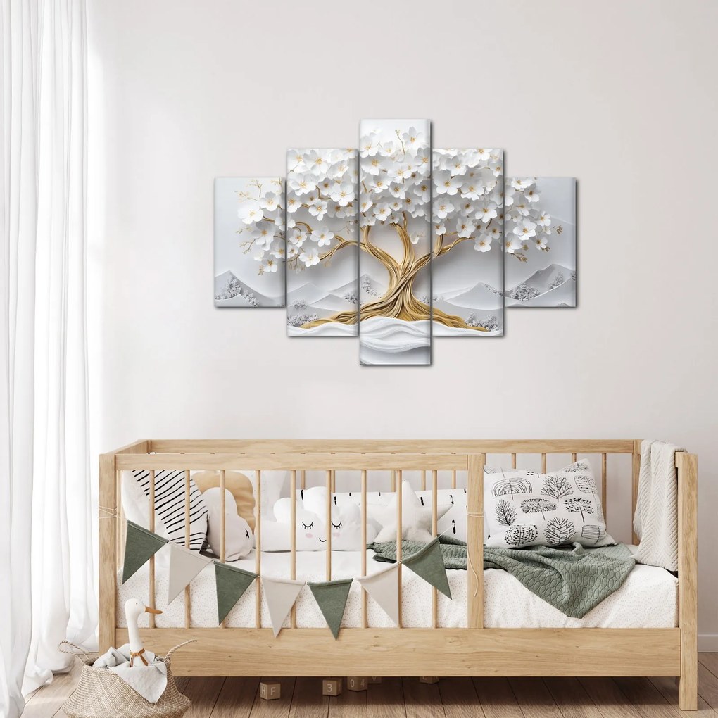 Obraz – 3D elegantný strom života plný kvetov (150x105 cm)