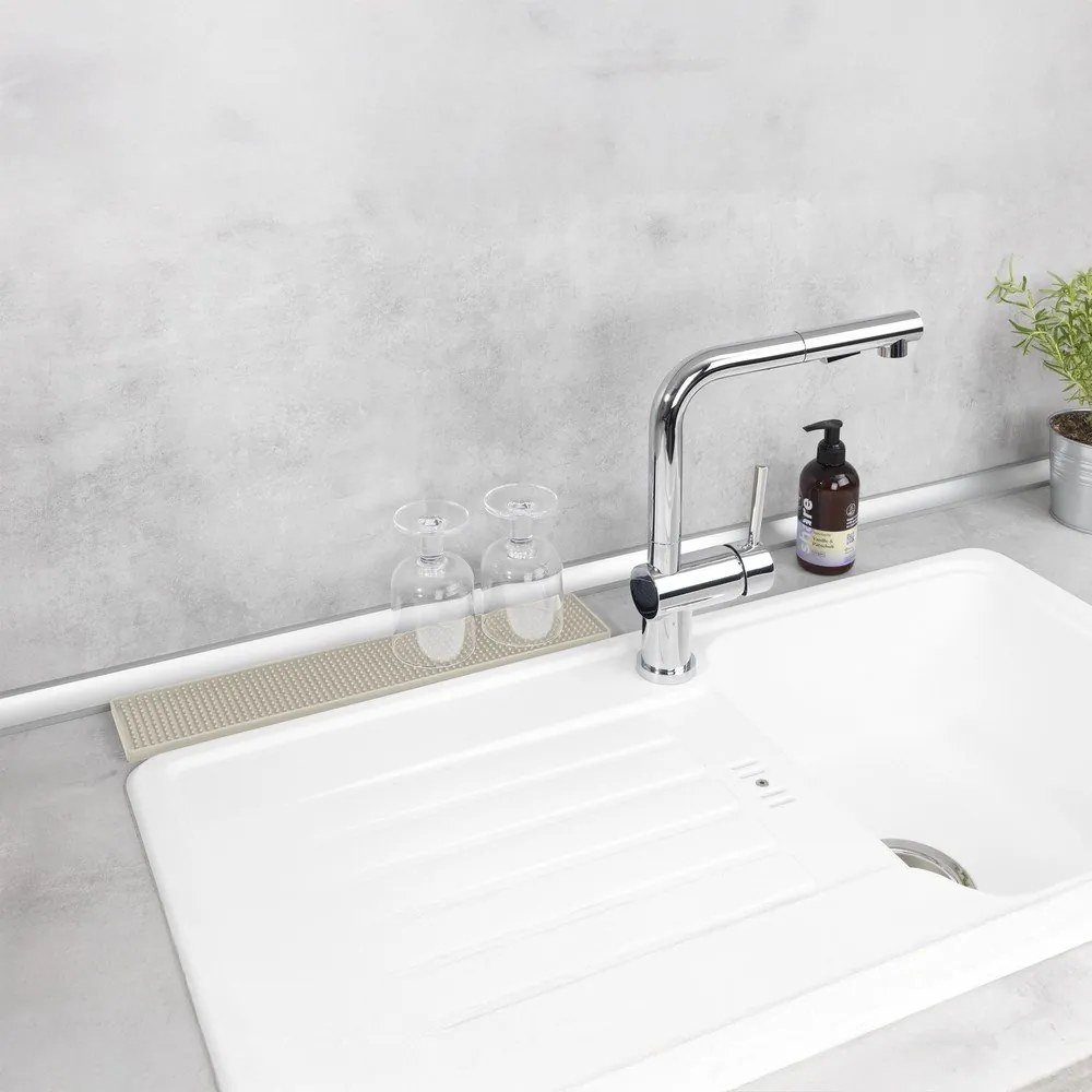 Béžová plastová odkvapkávacia podložka na riad 42x8 cm Slim – Wenko