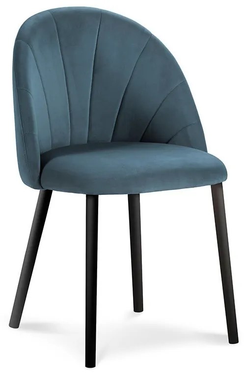 Modrá Zamatová stolička Livia dĺžka 52 × šírka 46 × výška 80 cm MILO CASA