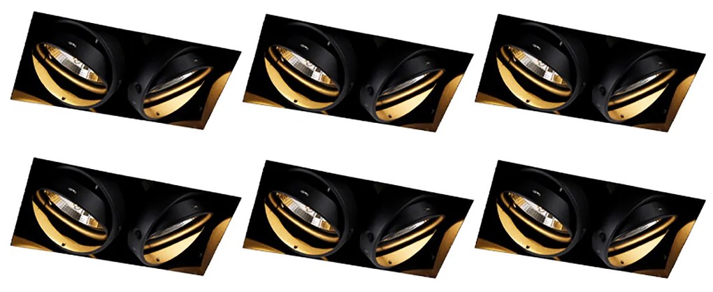 Sada 6 zapustených bodových svetiel čiernych GU10 AR111 bez rámu 2-svetlo - Oneon