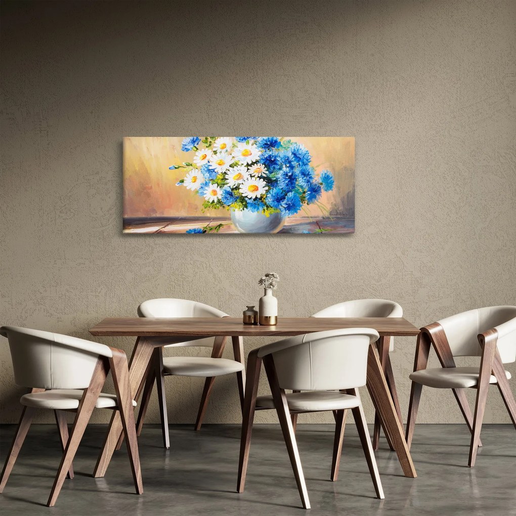 Maľovaný obraz vázy kvetín (120x50 cm)