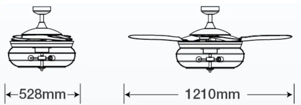 FANAWAY 212920 - LED Stropný ventilátor INDUSTRI 3xE27/4W/230V čierna + DO