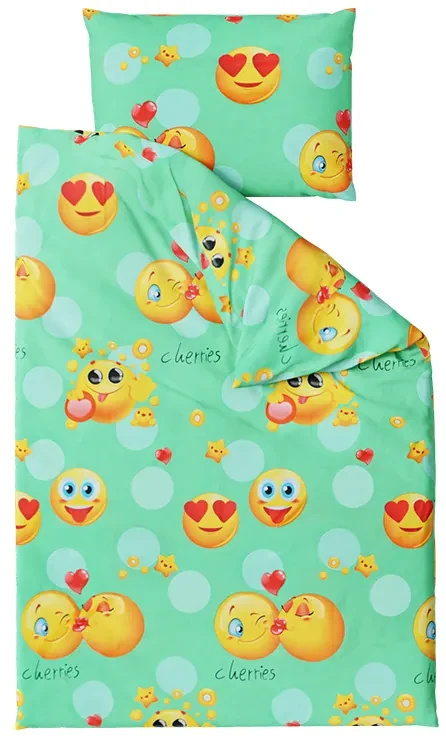 Obliečky z mikrovlákna EMOJI zelené Rozmer obliečky: 70 x 90 cm | 140 x 200 cm
