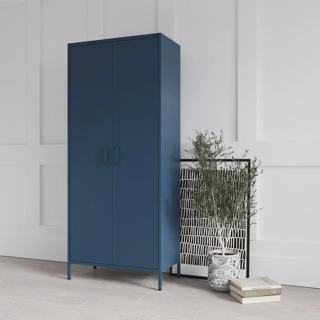 Šatníková skriňa FLAVIO, 800 x 1850 x 450 mm, Modern: tmavomodrá farba