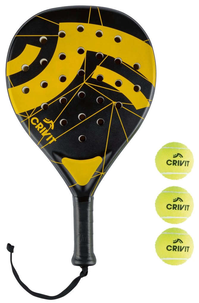 Crivit Rakety, 4-dielna súprava (čierna/žltá)  (100347438)