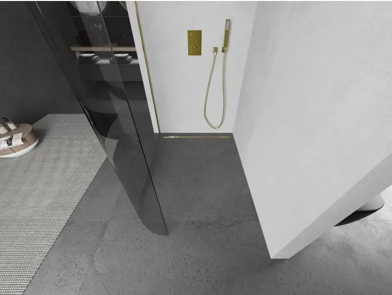 Mexen Kioto L, sprchová zástena Walk-In 110 x 200 cm, 8mm číre sklo, zlatý lesklý profil,800-110-103-50-06