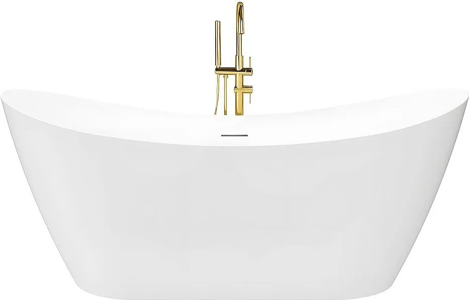 Rea FERRANO Slim, voľne stojaca vaňa 1520×730×670 mm, biela, čierna krytka odtoku, KPL-W6080