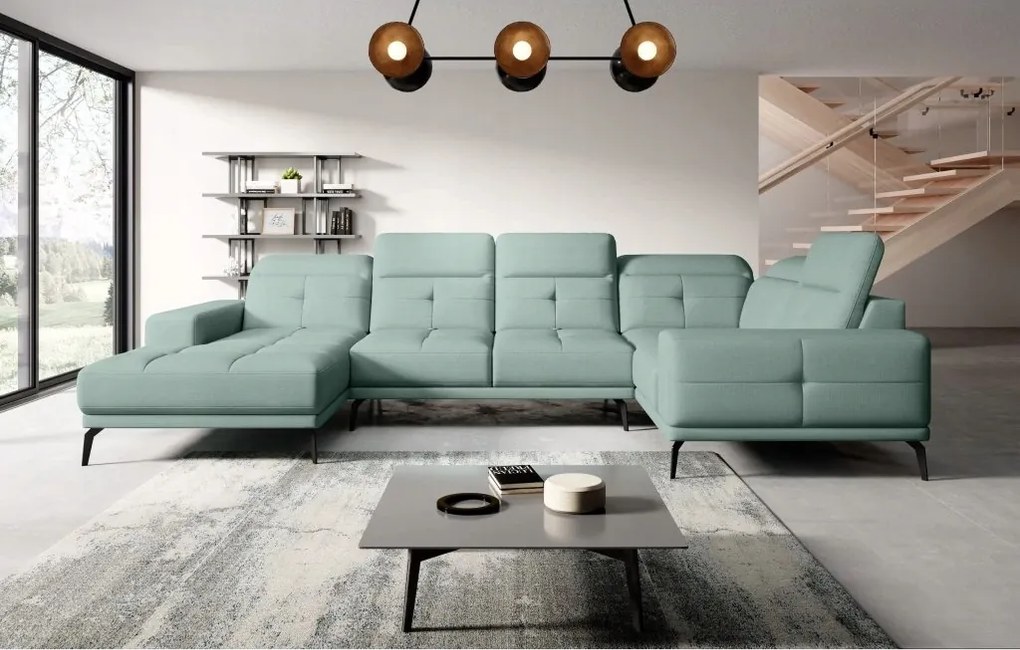 Rohová sedačka v tvare U Nicolette (svetlozelená) (p)