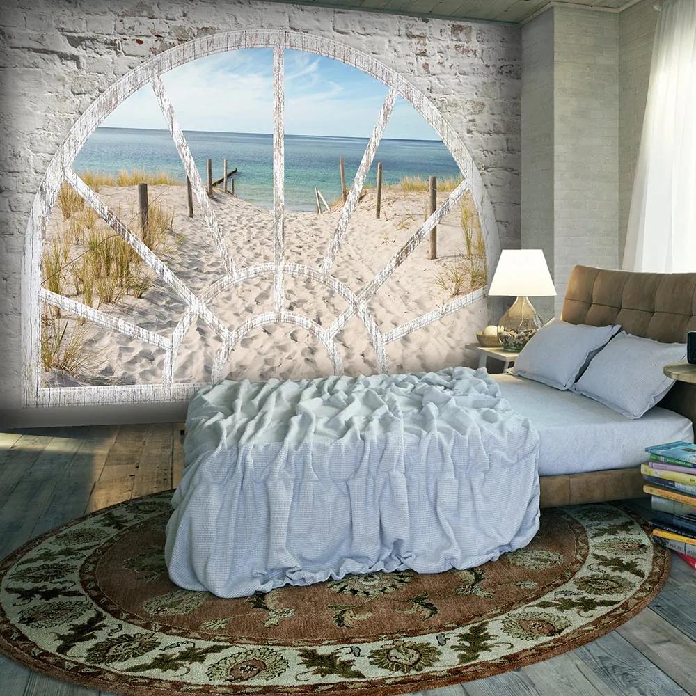Artgeist Fototapeta - Window View - Beach Veľkosť: 100x70, Verzia: Standard