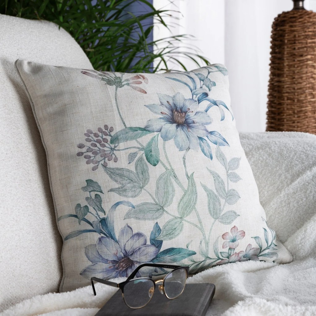 DEKORAČNÁ OBLIEČKA NA VANKÚŠ LEN42 45X45 CM KVETY