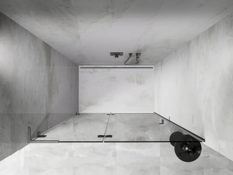 Mexen, Mexen Lunar L Otočné ľavé sprchové dvere 130 cm, transparentné, brúsený nikel - 834L-130-000-97-00-L