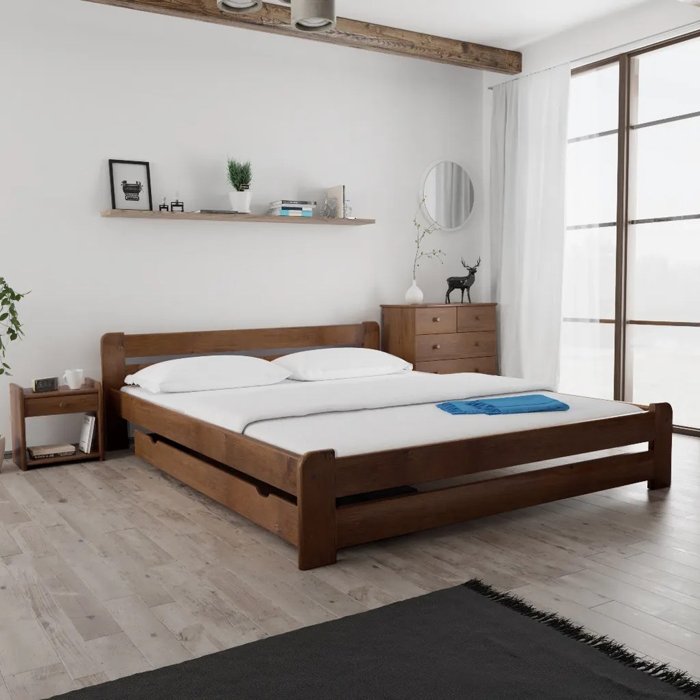 Posteľ Laura 180 x 200 cm, dub Rošt: Bez roštu, Matrac: Matrac DELUXE 10 cm