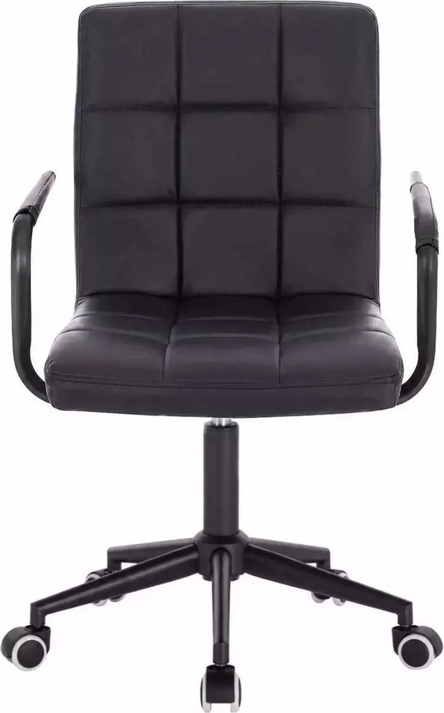 LuxuryForm DESIGN Otočná stolička VERONA BLACK na čiernej podstave s kolieskami - čierna
