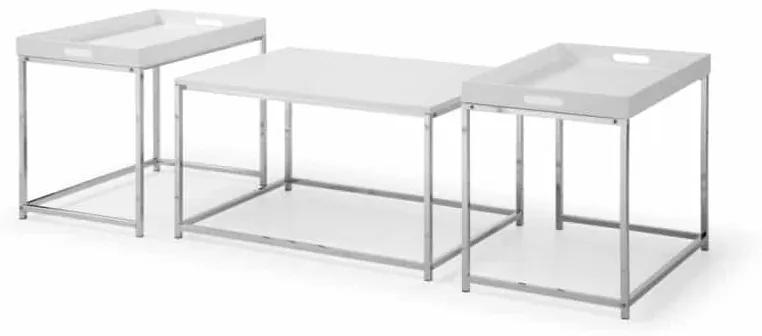 Konferenčný stolík Elements set 3ks biely s podnosmi