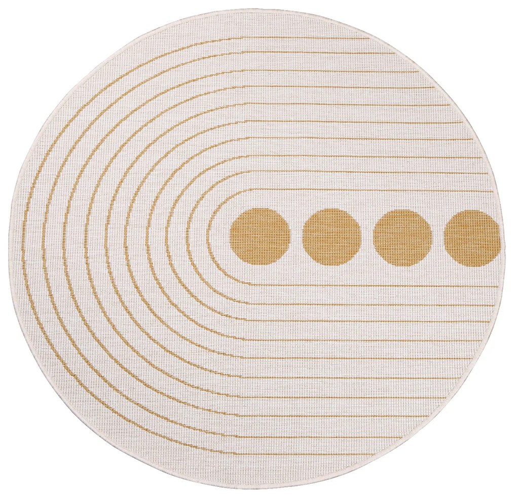 Dekorstudio Obojstranný okrúhly koberec na terasu DuoRug 5739 - žltý Priemer koberca: 120cm