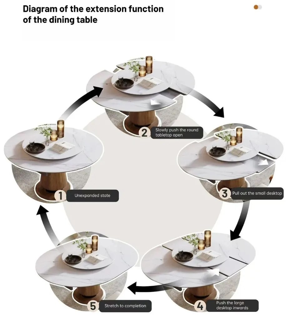 JEDÁLENSKÝ ROZKLADACÍ STÔL BERNABE MRAMOR 120 / 155 cm