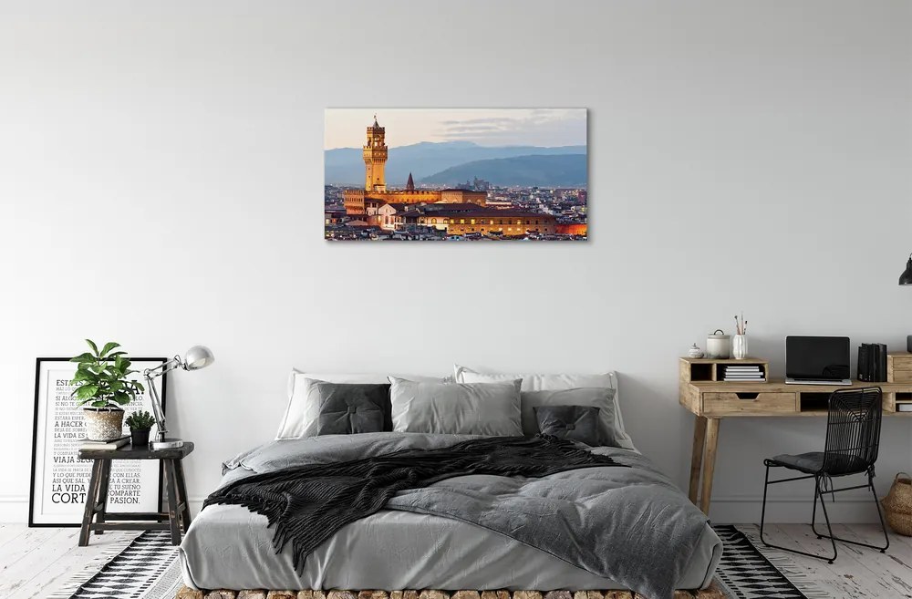 Obraz na plátne Italy Castle sunset panorama 120x60 cm