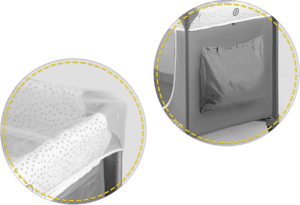 Ricokids Cestovná postieľka + matrac + taška 125x65x78cm RK-241 sivá