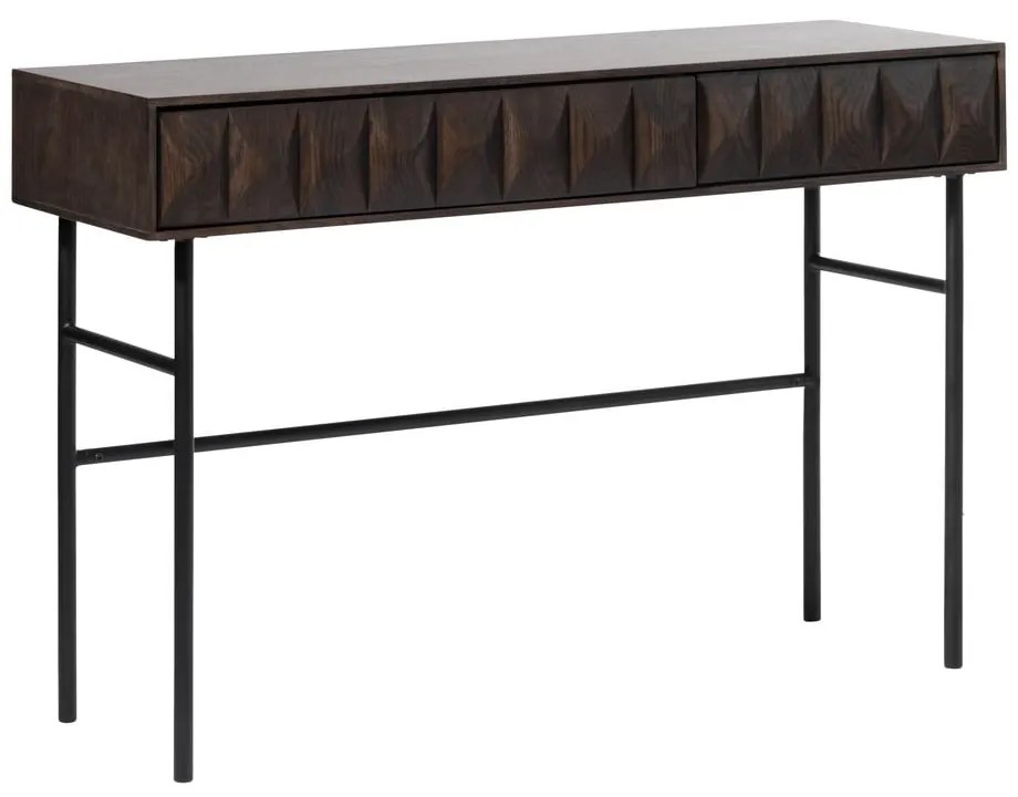Tmavohnedý konzolový stolík s doskou v dubovom dekore 39x117 cm Latina – Unique Furniture