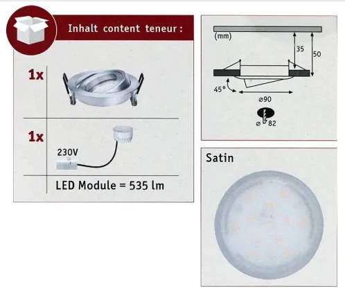 Paulmann 93983 - LED/6,8W IP23 Kúpeľňové podhľadové svietidlo COIN 230V