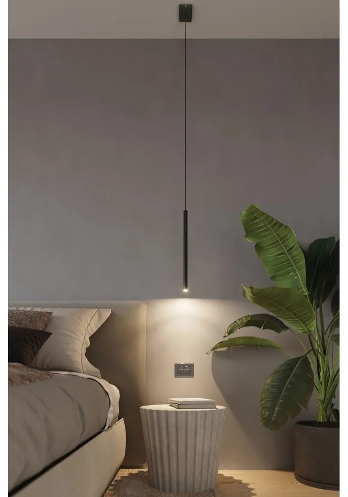 Čierne závesné svietidlo Sollux Fideus