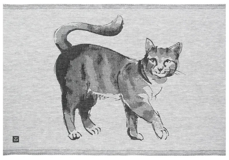 Ľanová utierka Kissa 46x70, sivo-čierna