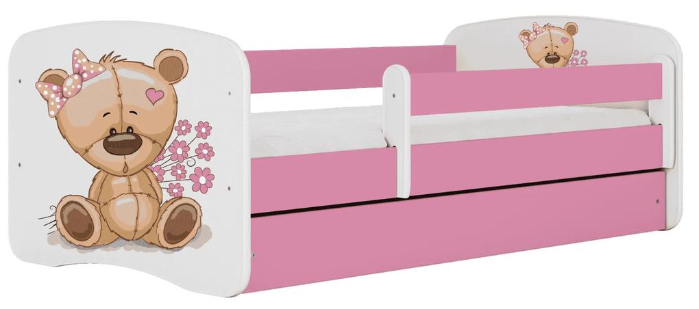 Letoss Detská posteľ BABY DREAMS 140/70- Macko III Ružová Bez matraca S uložným priestorom