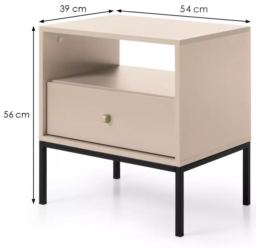 Nočný stolík Mono II 54 cm béžový/čierny