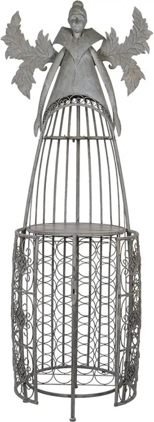 Šedá antik kovová polica na víno v tvare anjela Wine Rack Angel - 79*62*207 cm
