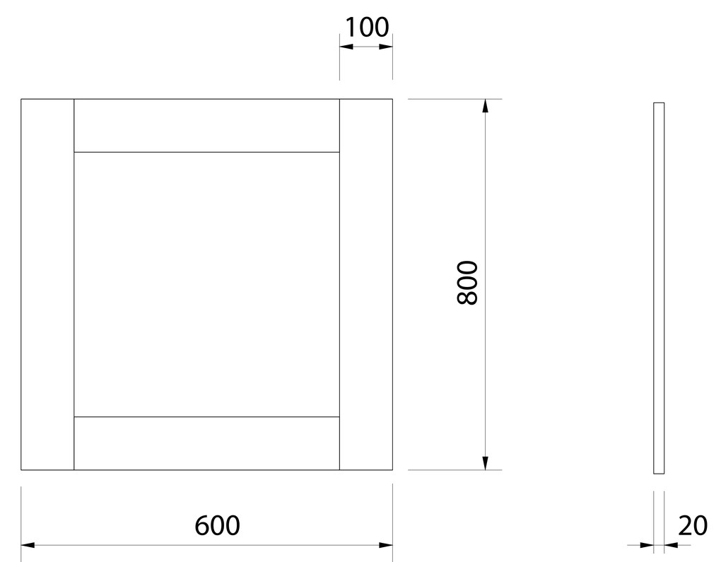 Sapho, BRAND zrkadlo 800x600x30mm, morený smrek, BA058S