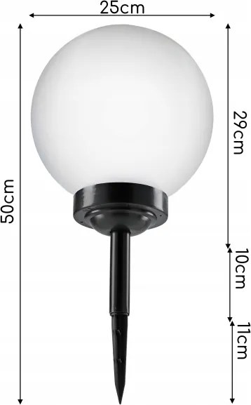 LED solárna lampa LED/1,2V 6500K 200 mAh pr. 25 cm IP44 biela/čierna