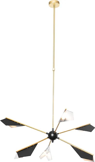 Dizajnové závesné svietidlo čierne a zlaté 6-žiarovkové - Sinem