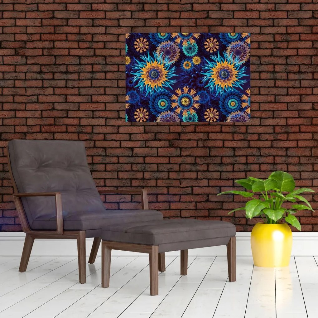 Sklenený obraz - 3D kvety (70x50 cm)